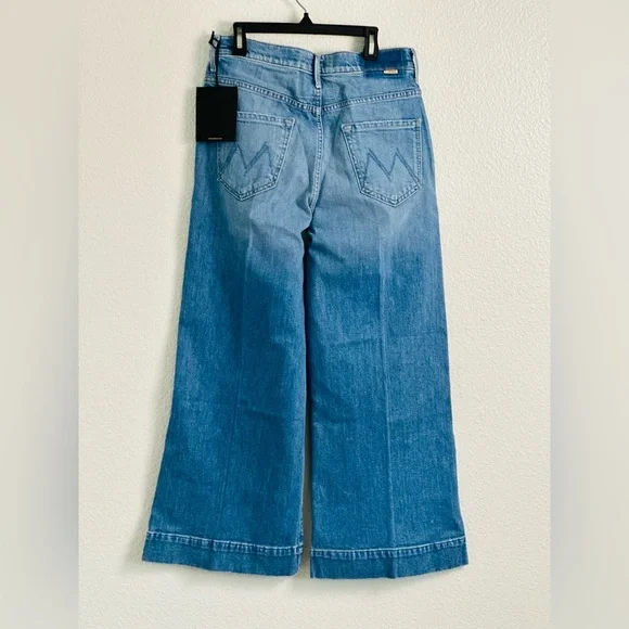 MOTHER The Swooner Roller Cropped Wide-Leg Jeans in Post No Bills Size 29 - Picture 5 of 16
